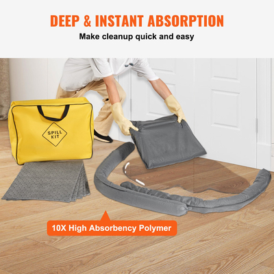 VEVOR Universal Spill Kit Προμήθειες ελέγχου διαρροής Ροφητικά επιθέματα Κάλτσες και μαξιλάρια