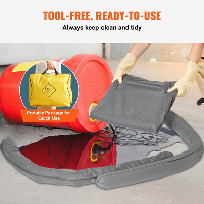 VEVOR Universal Spill Kit Προμήθειες ελέγχου διαρροής Ροφητικά επιθέματα Κάλτσες και μαξιλάρια