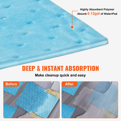 VEVOR Spill Absorbent Pads, Water Absorbing Mat Pad in Dispenser Box, 6 Gal Capacity, 15&quot; L x19&quot; W Πολυπροπυλένιο Absorbent Pad for Water, 30 τμχ ανά κουτί