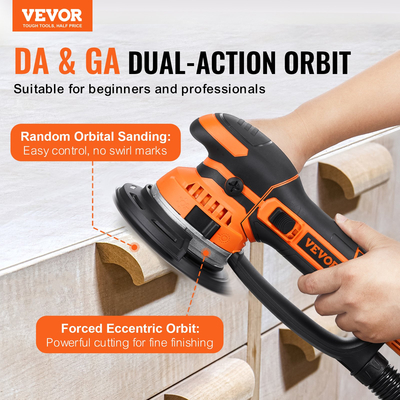 VEVOR Random Orbital Sander 6&#039;&#039; Dual-Action Sander 10 PCS Sandpapers 6 Speeds