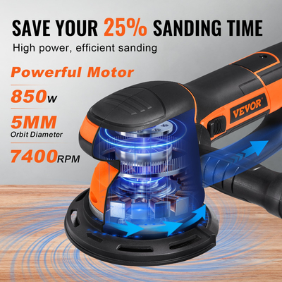 VEVOR Random Orbital Sander 6&#039;&#039; Dual-Action Sander 10 PCS Sandpapers 6 Speeds
