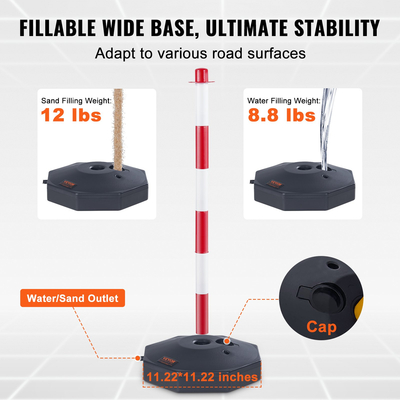 VEVOR Ρυθμιζόμενοι κώνοι θέσης οριοθέτησης κυκλοφορίας, 4 πακέτο, φράγμα οριοθέτησης ασφάλειας κυκλοφορίας με γεμιστή βάση 8FT αλυσίδα, για έλεγχο κυκλοφορίας Προειδοποίηση Χώρος στάθμευσης Κατασκευή Προσοχή Δρόμοι, Κόκκινο &amp; Λευκό