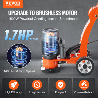 Ρυθμιζόμενο μηχάνημα μύλος δαπέδου VEVOR 7&quot; Walk-Behind Polisher 2.0HP