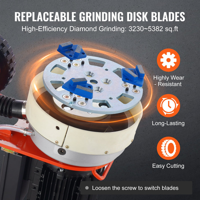 Ρυθμιζόμενο μηχάνημα μύλος δαπέδου VEVOR 10&quot; Walk-Behind Polisher 3.0HP