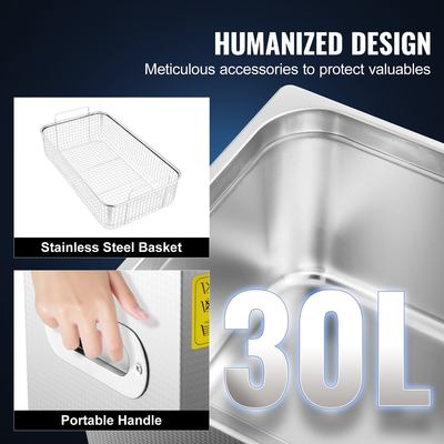 VEVOR 30L Μηχάνημα καθαρισμού υπερήχων από ανοξείδωτο ατσάλι Μηχάνημα καθαρισμού υπερήχων Ψηφιακός θερμαντήρας χρονοδιακόπτης Καθαρισμός κοσμημάτων για επαγγελματική προσωπική οικιακή χρήση (30L)