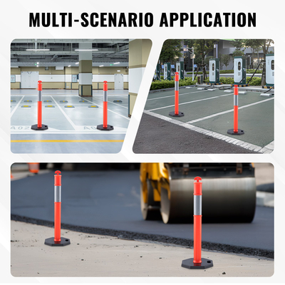 VEVOR Traffic Delineator Post Cones, 2 Pack, Traffic Safety Delineator Barrier with 16,93 x 16,93 in Rubber Base, for Traffic Control Προειδοποίηση Εξωτερική εσωτερική χρήση Χώρος στάθμευσης Κατασκευή Προσοχή Δρόμοι