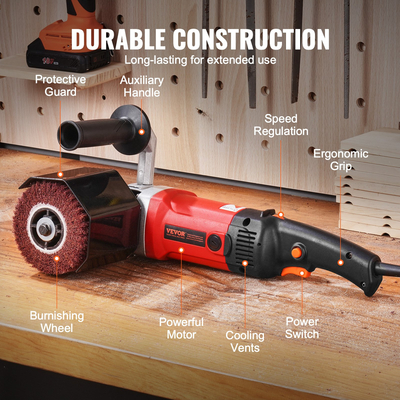 Μηχάνημα στίλβωσης VEVOR Burnishing 1200W 6-τάχυτο ηλεκτρικό γυαλιστικό μετάλλων 4 τροχών