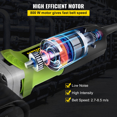 VEVOR 800W Tube Belt Trian Inox Steel Pipe Tube Polisher Grinder, 180mm Polishing for Stainless Steel Aluminium 6 Speed ​​3000RPM Γυάλισμα λείανσης