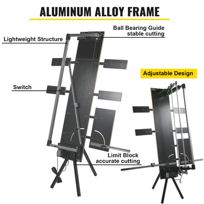 Μηχάνημα κοπής φελιζόλ VEVOR 42cm Μέγ. Πάχος κοπής Αφροκόφτης 127cm Μέγ. Μήκος Hot Wire Foam Cutter 0-90° Styrofoam Cutter Έξι καλώδια θέρμανσης με πλαϊνή πλάκα βάσης για κοπή αφρού μαργαριταριού βαμβακιού