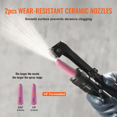 VEVOR 10 Gallon Heavy-Duty Sand Blaster 60-110 PSI με 2 ακροφύσια &amp; σωλήνα 7,5 ποδιών