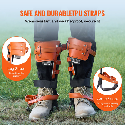 VEVOR Tree Climbing Spikes Climbing Spurs Aloy Steel Arborist Equipment Πορτοκαλί