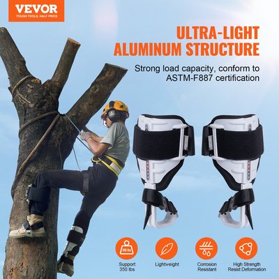 VEVOR Tree Climbing Spikes Climbing Spurs Gear Aluminium Arborist Equipment Λευκό