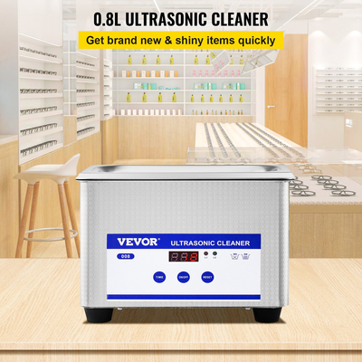 VEVOR 0.8L Ultrasonic Cleaners Ψηφιακός θερμαντήρας χρονοδιακόπτης για καθαρισμό κοσμημάτων Καθαρισμός γυαλιών 35W από ανοξείδωτο χάλυβα για επαγγελματική προσωπική οικιακή χρήση