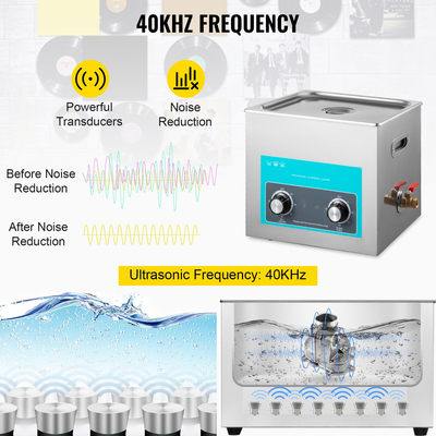 VEVOR 10L Ultrasonic Cleaner Καθαριστικό κοσμημάτων με χρονοδιακόπτη θερμάστρας για πόμολο καθαρισμού κοσμημάτων Δαχτυλίδια γυαλιών Οδοντοστοιχίες Μουσικά όργανα