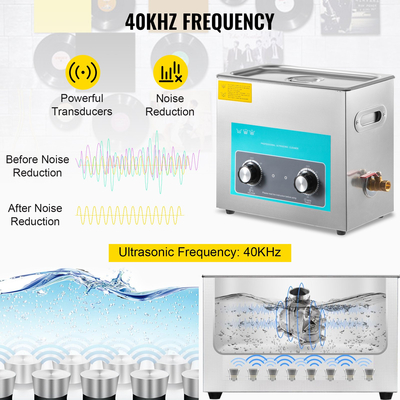 VEVOR 6.5L Ultrasonic Cleaner Καθαριστικό κοσμημάτων με χρονοδιακόπτη θερμάστρας για πόμολο καθαρισμού κοσμημάτων Δαχτυλίδια γυαλιών Οδοντοστοιχίες Μουσικά όργανα