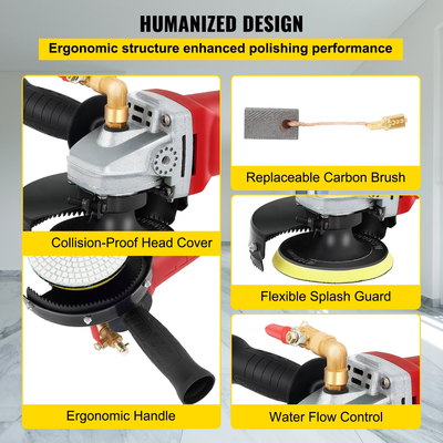 Μύλος υγρής στίλβωσης VEVOR, κιτ μεταβλητής ταχύτητας 8 τμχ, επιθέματα γυαλίσματος διαμαντιών 4&quot; &amp; 5&quot;, μηχανή γυαλίσματος με προσαρμογέα σωλήνων 59&quot; &amp; ασπίδα εκτόξευσης, πέτρινο εργαλείο από σκυρόδεμα για πάγκο γρανίτη/μάρμαρο CE