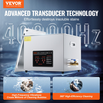 VEVOR 15L Ultrasonic Cleaner με Heater Timer &amp; Basket Digital Sonic Machine