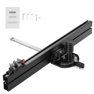 VEVOR Precision Miter Gauge, τυπική υποδοχή 3/4&#039;&#039; x 3/8&#039;&#039;, Επιτραπέζιο πριόνι από κράμα αλουμινίου Μετρητής κοπής 24 ιντσών 15 γωνιακών στοπ με ρυθμιζόμενο έμβολο με ελατήριο και αφαιρούμενος δίσκος, για ξυλουργική