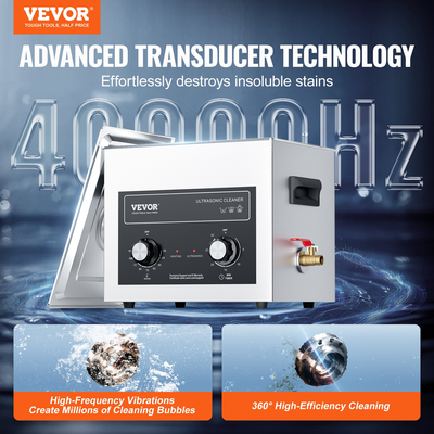 VEVOR 10L Ultrasonic Cleaner με Heater Timer &amp; Basket Digital Sonic Machine