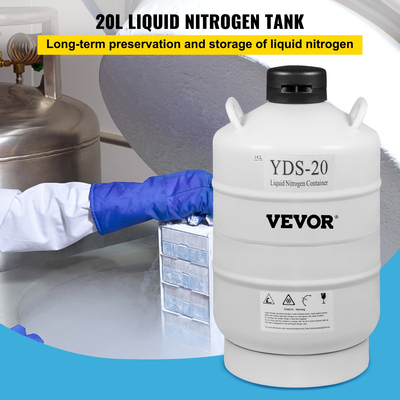 VEVOR 20L Δοχείο υγρού αζώτου Κρυογονικό δοχείο LN2 Tank Dewar με ιμάντες 6τμχ Κάνιστρα για εργαστήριο