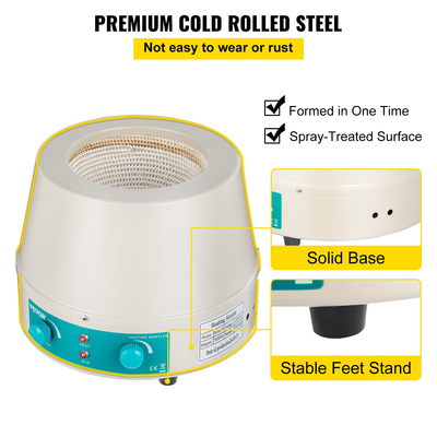 VEVOR 500ml Μαγνητικός Αναδευτήρας Θερμαντικός Μανδύας 250W Θερμαντικός Μανδύας Ψηφιακός Αναδευτήρας για Στρογγυλό Κάτω Φιάλη