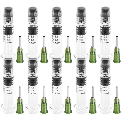 Σύριγγα VEVOR Borosilicate Glass Luer Lock, 1 mL, 100 τμχ επαναχρησιμοποιούμενες γυάλινες σύριγγες με βελόνες 14 Ga αμβλείας άκρης, για εργαστήριο, κτηνίατρο, τέχνη, χειροτεχνία, παχιά υγρά, λάδι, τζελ, κόλλα, μελάνι, μη υποδερμική