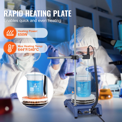 Μαγνητικός αναδευτήρας μαγνητικός αναδευτήρας θερμής πλάκας Max 644°F/340°C Αναδευτήρας θερμής πλάκας 1500 σ.α.λ. 20L