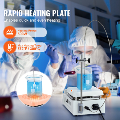 Μαγνητικός αναδευτήρας θερμής πλάκας VEVOR Max 572°F/300°C Αναδευτήρας θερμής πλάκας 0-2000 σ.α.λ.