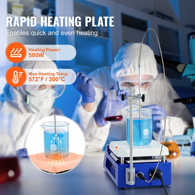 Μαγνητικός αναδευτήρας θερμής πλάκας VEVOR Max 572°F/300°C Αναδευτήρας θερμής πλάκας 0-2000 σ.α.λ.