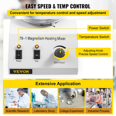 VEVOR Laboratory Magnetic Stirrer Hot Plate 1L Speed ​​Control Magnetic Stirrer 25W