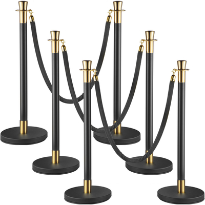 VEVOR Crowd Control Stanchion Stanchion Σετ 6 τεμαχίων με μαύρο βελούδινο σχοινί