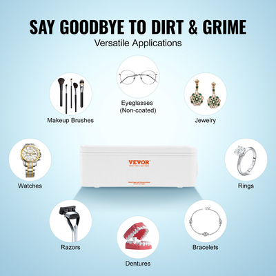 VEVOR Ultrasonic Jewelry Cleaner Φορητό μηχάνημα καθαρισμού υπερήχων 16oz (470ml)