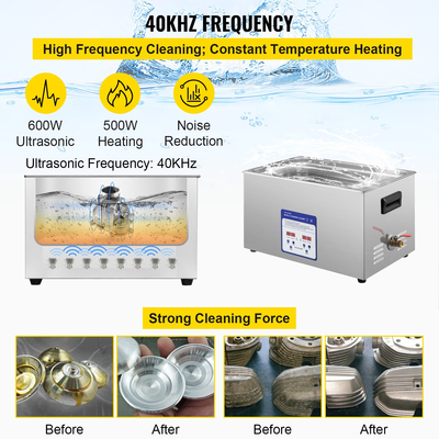 VEVOR Digital Ultrasonic Cleaner 30L Ultrasonic Cleaning Machine 40kHz Sonic Cleaner Machine 316 &amp; 304 Stainless Steel Ultrasonic Cleaner Machine with Heater &amp; Timer for Cleaning Jewelry Glasses Watch