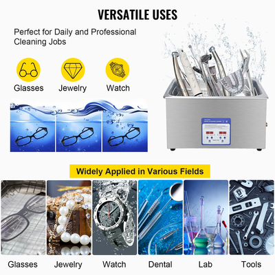 VEVOR Digital Ultrasonic Cleaner 30L Ultrasonic Cleaning Machine 40kHz Sonic Cleaner Machine 316 &amp; 304 Stainless Steel Ultrasonic Cleaner Machine with Heater &amp; Timer for Cleaning Jewelry Glasses Watch