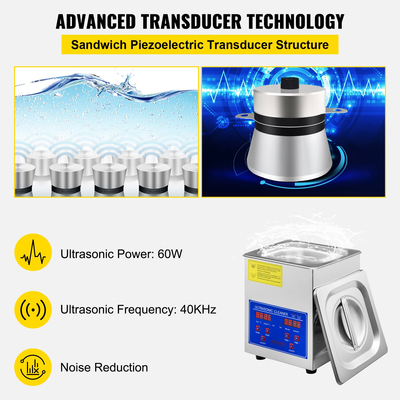 VEVOR Ultrasonic Cleaner 1.3L Συσκευή καθαρισμού υπερήχων με χρονοδιακόπτη θέρμανσης 60W