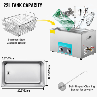 VEVOR Ultrasonic Jewelry Cleaner with Heater Timer για καθαρισμό δαχτυλιδιών γυαλιών