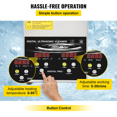VEVOR 2L Ultrasonic Cleaner Cleaner Machine για κοσμήματα από ανοξείδωτο χάλυβα