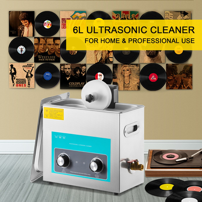 VEVOR Ultrasonic Vinyl Record Cleaner 6L 40kHz Vinyl Ultrasonic Cleaning Ponb Control Record Ultrasonic Cleaner 8 Records Vinyl Sonic Cleaner Δεξαμενή από ανοξείδωτο χάλυβα με μηχανικό θερμαντήρα &amp; χρονοδιακόπτη