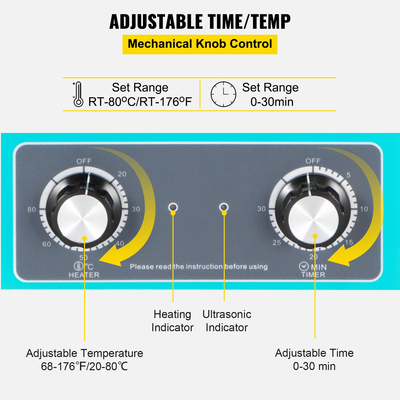 VEVOR Ultrasonic Vinyl Record Cleaner 6L 40kHz Vinyl Ultrasonic Cleaning Ponb Control Record Ultrasonic Cleaner 8 Records Vinyl Sonic Cleaner Δεξαμενή από ανοξείδωτο χάλυβα με μηχανικό θερμαντήρα &amp; χρονοδιακόπτη