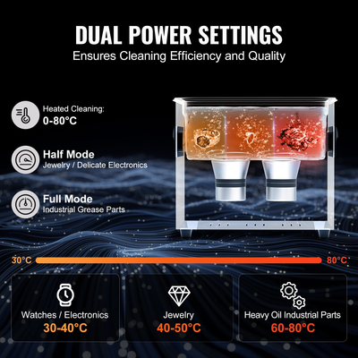 VEVOR Ultrasonic Cleaner 3L Μηχάνημα καθαρισμού με Timer Heater &amp; Basket 120W