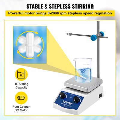 VEVOR SH-2 Magnetic Stirrer Laboratory Magnetic Stirrer Hotplate 2000ml Χωρητικότητα Ανάμιξης με Ψηφιακή Οθόνη Θερμαντικού Μίκτη