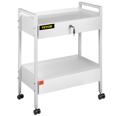 VEVOR Lab Cart, 2 Tiers Stainless Steel Utility Cart Ιατρικό καλάθι 2 συρταριών Rolling Lab Cart White Paint Cart σερβιρίσματος με τροχίσκους 360° για Εργαστήριο Νοσοκομείο Οδοντιατρικό Γραφείο Σαλόνι ομορφιάς
