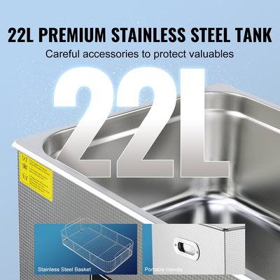 Καθαριστικό υπερήχων VEVOR με ψηφιακό χρονοδιακόπτη &amp; θερμαντήρας, επαγγελματικό καθαριστικό κοσμημάτων Ultra Sonic, θερμαινόμενο μηχάνημα καθαρισμού από ανοξείδωτο χάλυβα για δαχτυλίδια ρολογιών γυαλιών Μικρά ανταλλακτικά Πλακέτα κυκλώματος (22L)