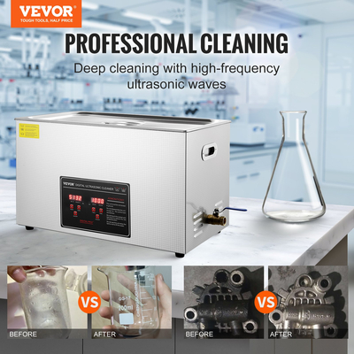 VEVOR Ultrasonic Cleaner με ψηφιακό χρονοδιακόπτη &amp; θερμαντήρα, επαγγελματικό Ultra Sonic καθαριστικό κοσμημάτων, θερμαινόμενο μηχάνημα καθαρισμού από ανοξείδωτο χάλυβα για δαχτυλίδια ρολογιών γυαλιών Μικρά ανταλλακτικά, πλακέτα κυκλώματος (30L)