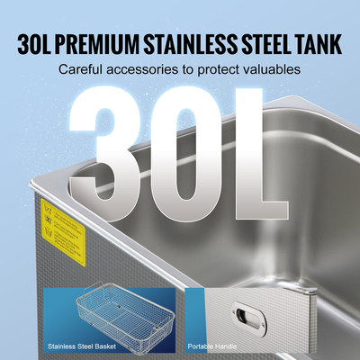 VEVOR Ultrasonic Cleaner με ψηφιακό χρονοδιακόπτη &amp; θερμαντήρα, επαγγελματικό Ultra Sonic καθαριστικό κοσμημάτων, θερμαινόμενο μηχάνημα καθαρισμού από ανοξείδωτο χάλυβα για δαχτυλίδια ρολογιών γυαλιών Μικρά ανταλλακτικά, πλακέτα κυκλώματος (30L)