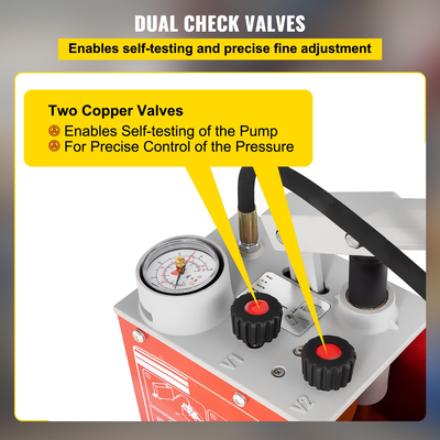 Δοκιμαστική αντλία υδροστατικής πίεσης VEVOR, Δοκιμή έως 60 bar/860 psi, Δεξαμενή 3,2 γαλονιών, Υδραυλικό χειροκίνητο κιτ μέτρησης πίεσης νερού με μετρητή τριών μονάδων &amp; σύνδεση R 1/2&quot; για δοκιμή πίεσης υγρού αγωγού