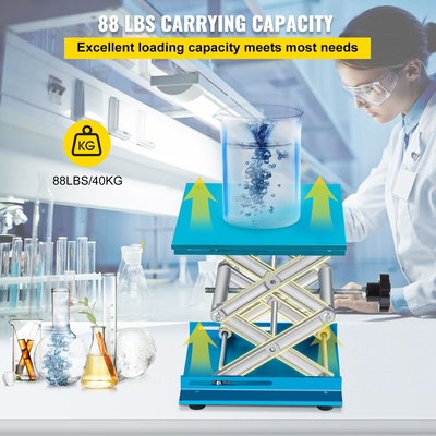 VEVOR Lab Jack Stand, 8&quot; x 8&quot; Aluminium Oxide Lab Lift Jack με 2,4&quot;-12&quot; ρυθμιζόμενο ύψος, ανθεκτικό και σταθερό γρύλο εργαστηρίου, πλατφόρμα Lab Jack με 88LBS/40KG Μεγάλη χωρητικότητα φόρτωσης, μπλε