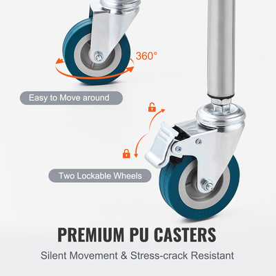 VEVOR Lab Rolling Cart, 2-ράφι από ανοξείδωτο ατσάλι, καρότσι σερβιρίσματος εργαστηρίου με περιστρεφόμενους τροχούς, Dental Utility Cart for Clinic, Lab, Hospital, Salon, 15,16&quot;x21,57&quot;x34,06