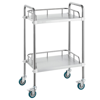 VEVOR Lab Rolling Cart, 2-ράφι από ανοξείδωτο ατσάλι, καρότσι σερβιρίσματος εργαστηρίου με περιστρεφόμενους τροχούς, Dental Utility Cart for Clinic, Lab, Hospital, Salon, 15,16&quot;x21,57&quot;x34,06