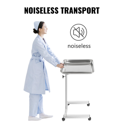 Δίσκος VEVOR Mayo από ανοξείδωτο χάλυβα Βάση Mayo 18x14 ιντσών Τρόλεϊ Mayo Δίσκος ρυθμιζόμενο ύψος 32-51 ίντσες Δίσκος οργάνων με αφαιρούμενο δίσκο &amp; 4 τροχοί παντός κατεύθυνσης για οικιακό εξοπλισμό Προσωπική φροντίδα